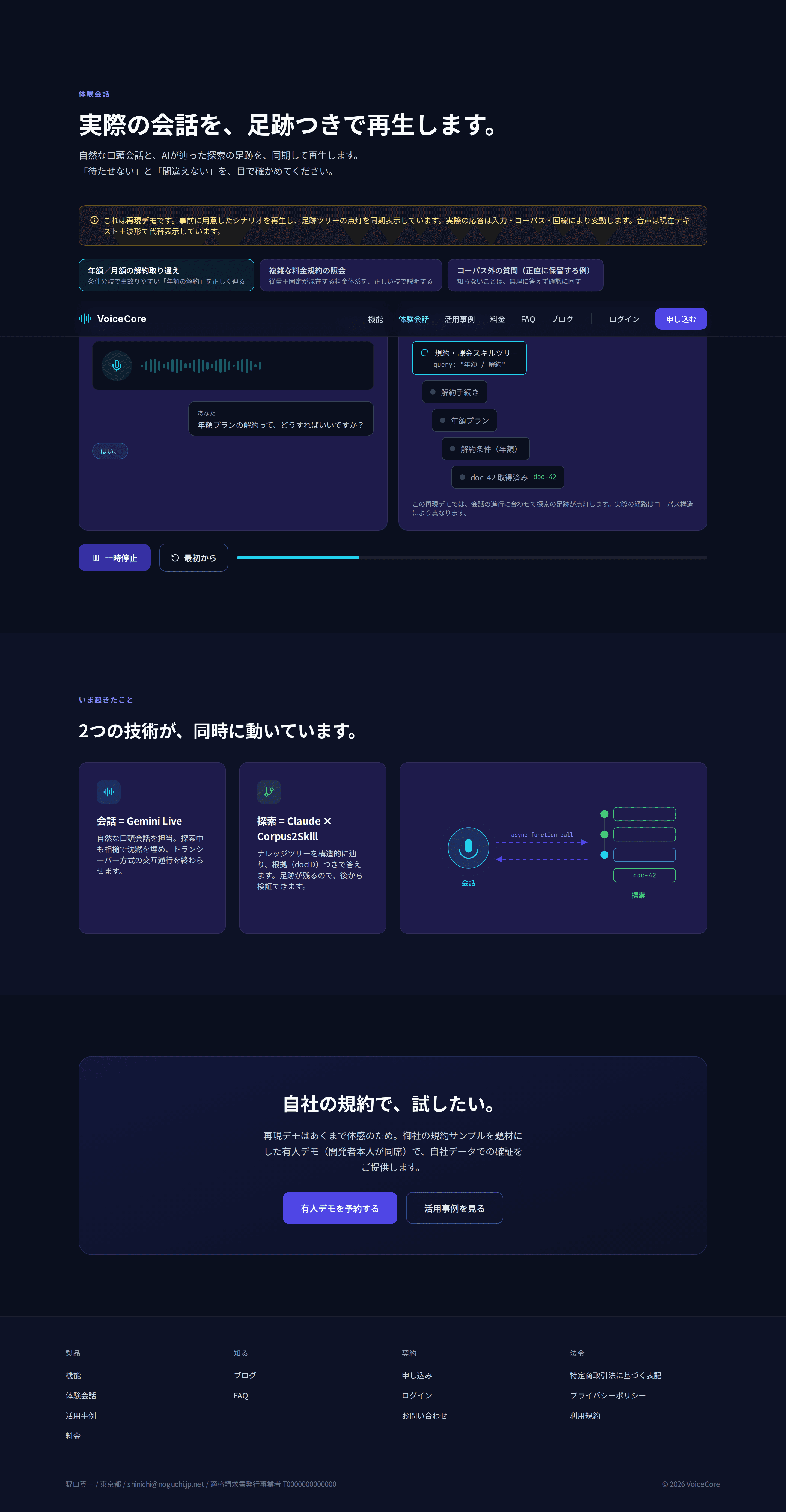 体験会話画面:探索中、ノードが点灯(実画面)